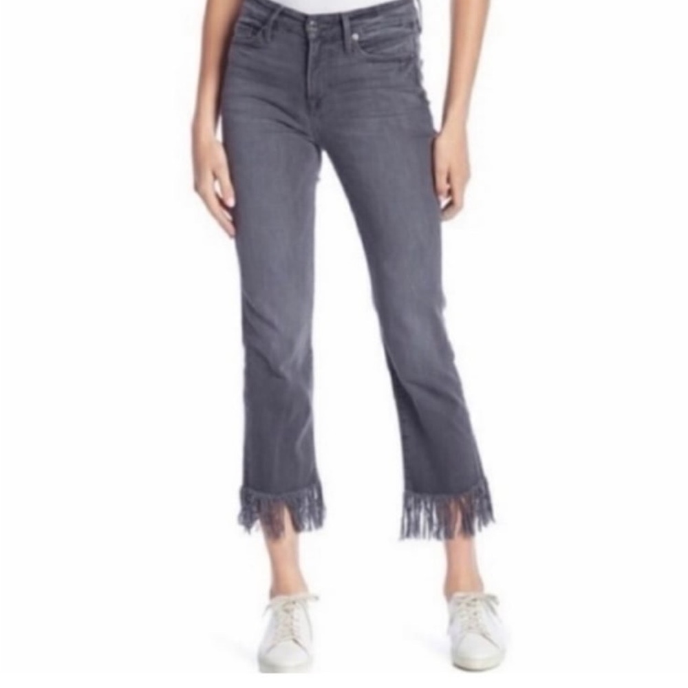 Good American Dark Gray Straight Leg Fringed Jeans sz 28/6